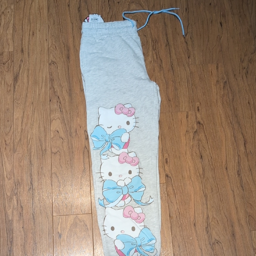 Hello Kitty Light Gray Jr Joggers with Pink and Blue Accents